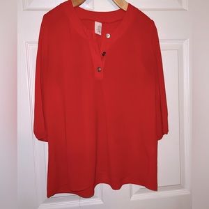 Redish Orange flowy button detail blouse